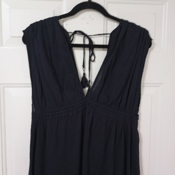 Kona Sol Maxi Dress Womens Black Sleeveless Size M 100% Cotton Beach Sumer - Picture 4 of 11
